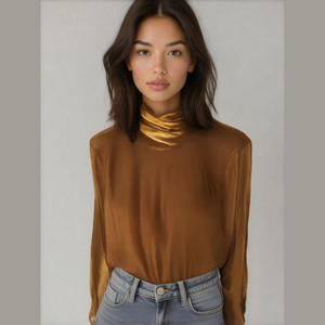 Eileen Fisher Tencel Turtleneck Sweater, Brown, Medium